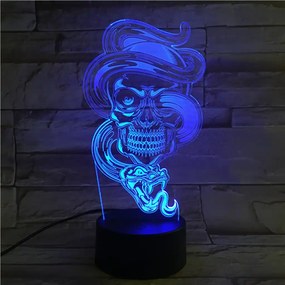 3Dmix 3DL-BTC030 – 3D LED nočná lampa - Lebka s hadom (Bluetooth reproduktor - farba čierna)