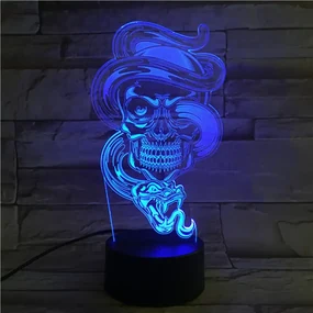 3Dmix 3DL-CLK030 – 3D LED nočná lampa - Lebka s hadom (Hodiny s budíkom)
