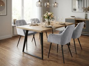 Sivé jedálenské kreslo LOREN VELVET s čiernymi nohami