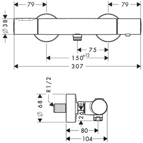 Axor Citterio M - Sprchový termostat nástenný, chróm 34635000