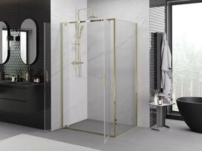 Mexen Exo, výklopný sprchový kút 90 x 95 cm, číre sklo, zlatá, 8182-090-095-50-00