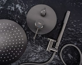 Sprchový komplet REA LUNGO GRIP + BOX s podomietkovou batériou, gun grey