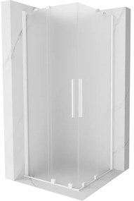 Mexen Velar Duo, sprchový kút s posuvnými dverami 80 x 80 cm, 8mm sklo námraza, biela matná, 871-080-080-32-20