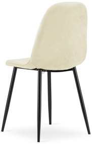 Béžová zamatová stolička COMO s čiernymi nohami