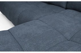 Rozkladacia rohová čalúnená sedacia súprava s úložným priestorom v tvare L ALMADA pravá modrá