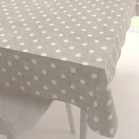 Biante Dekoračný obdĺžnikový obrus Porto PRT-019 Biele bodky na béžovom režnom 130x160 cm