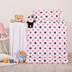 Obliečky bavlnené Hviezdičky ružové EMI, Detský set 90x130 + 45x65