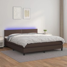 Boxspring posteľ s matracom a LED hnedá 180x200 cm umelá koža 3134180