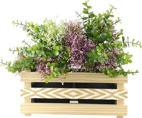 AMADEA Drevený obal na dva kvetináče s motívom kosoštvorcov, 32x17x15cm, drevený kvetináč