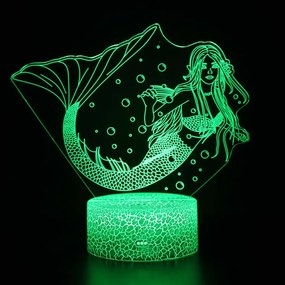 3Dmix 3DL-WD024 – 3D LED nočná lampa - Morská Panna (Wood)