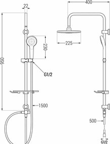 Mexen sprchový set T05 s hornou hlavicou 22,5cm, chróm/biela, 798050593-00