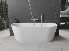 Mexen Oval, voľne stojaca nástenná vaňa 170 x 80 cm, biela, zlatý matný prepad, 52671708000-55