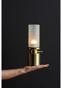 LED stmievateľná stolová lampa v zlatej farbe s kovovým tienidlom/so skleneným tienidlom (výška 29,5 cm) Camp – Leitmotiv