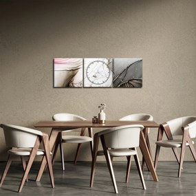 Obraz - Mramorový atrament (s hodinami) (90x30 cm)