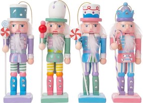 Set 4ks vianočná drevená ozdoba Luskáčik - 3*12cm