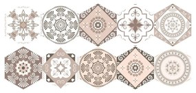 Sada 10 samolepiek na podlahu Ambiance Floor Stickers Hexagons Cornalina, 40 × 90 cm