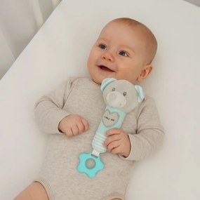 Detská pískacia plyšová hračka s hryzátkom Baby Mix medveď mätový
