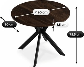 Stôl ERION 90 cm Orech / Čierny