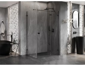 Mexen Lunar T sklopný sprchový kút pravý 135 x 70 cm, číre sklo, čierna matná, 834T-135-070-70-00-P