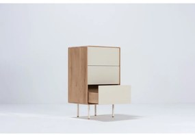 Vysoká komoda z dubového dreva v bielo-prírodnej farbe 60x100 cm Fina – Gazzda