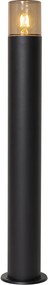 Stojaca vonkajšia lampa čierna s dymovým tienidlom 70 cm - Odense