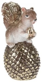Veverička na šiške s pozláteným efektom 14 cm