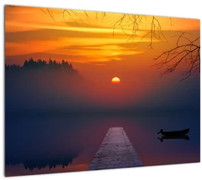 Sklenený obraz mostu pri západe slnka (70x50 cm)