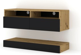 TV stolík/skrinka Dual 100 (dub artisan + čierna). Akcia -21%. Vlastná spoľahlivá doprava až k Vám domov. 1124858
