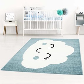 Okúzľujúci modrý koberec do detskej izby spiaci mráčik