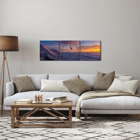 Obraz pri západe slnka, Mt. blanc (s hodinami) (90x30 cm)