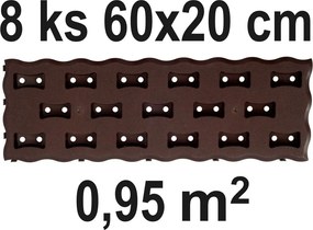 PROSPERPLAST Chodník do záhrady 60 × 20 cm, 8 ks, hnedý