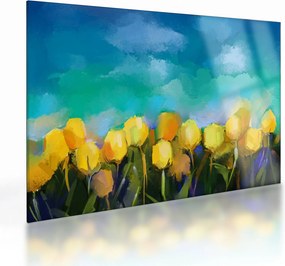 Sklenený obraz žltých tulipánov (70x50 cm)