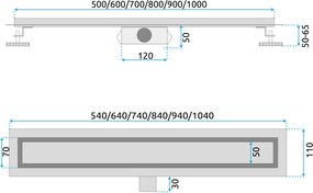 Lineárny odtokový žľab Rea Neox 80 cm strieborný
