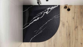 Besco Štvrťkruhová sprchová vanička z SMC kompozitu VEXO MARBLE BLACK HR 90x90 BESCO-Rozmery: 90x90
