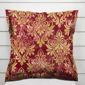 Biante Zamatová obliečka na vankúš s lemom Tamara TMR-053 Zámocký vzor na vínovo červenom 30 x 50 cm