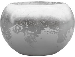 Kvetináč Luxe Lite Glossy Globe white-silver 39x27 cm
