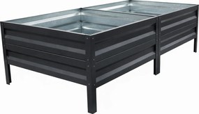 Vyvýšený záhon LEGI 1 × 2 m, pozinkovaný oceľový rám, výška 40 cm, antracit
