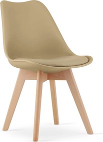 AKCIA Béžová stolička BALI MARK s bukovými nohami II. kvalita