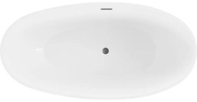 Mexen Bilbao, voľne stojaca vaňa 180 x 90 cm, biela-čierna, brúsený grafit prepad, 51311809075-95