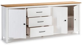 Biela nízka komoda z borovicového dreva 190x80 cm Miranda – Marckeric