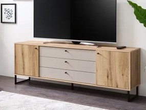 Široká TV skrinka Cube, dub evoke / pieskovo šedá%