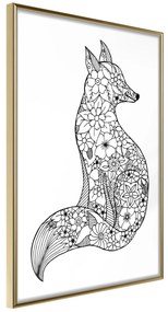 Artgeist Plagát - Flower Fox [Poster] Veľkosť: 30x45, Verzia: Čierny rám s passe-partout