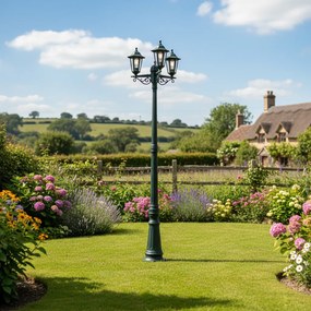 Klasická vonkajšia lampa tmavozelená 217cm 3-svetlá IP44 - New Haven