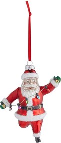 HANG ON Sklenená ozdoba Santa so svetelným reťazom