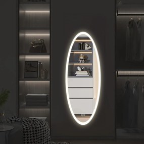 Nástěnné oválné zrcadlo s LED osvětlením DROP 50x120 cm