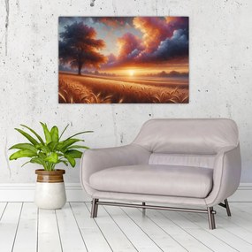 Obraz – Západ slnka na poli (90x60 cm)