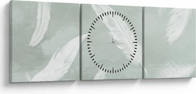 Obraz - Biele pierka (s hodinami) (90x30 cm)
