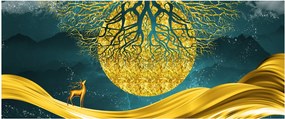 Obraz - Abstrakcia, Zlatá krajina (120x50 cm)