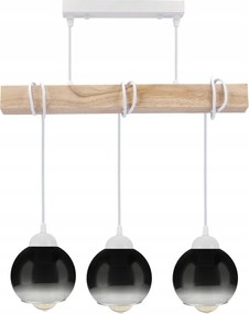 BERGE LED závesné stropné svietidlo, drevené, biele, 3xE27, dymovo šedé