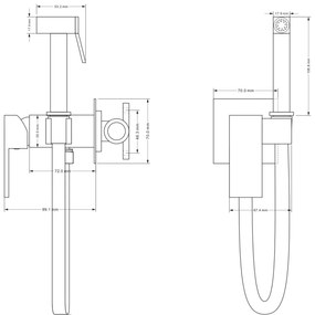 Mexen Cube, podomietková bidetová batéria s ručnou spŕškou, chrómová, 7599150-00